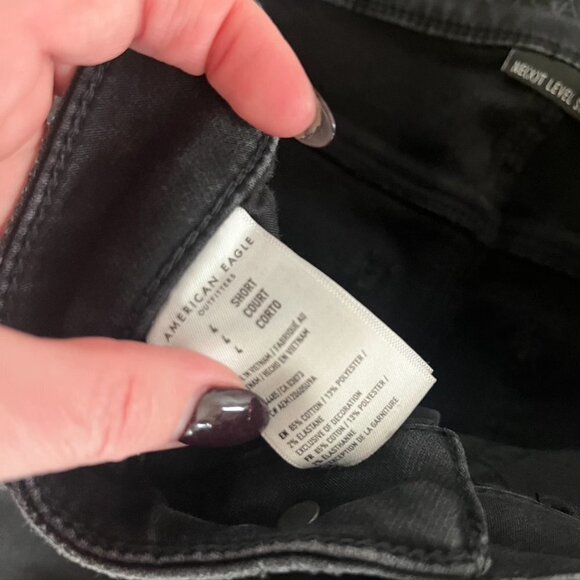 American Eagle Jean Women's Hi-Rise Jegging Super Stretch Black Distressed Sz 4 - Picture 8 of 10